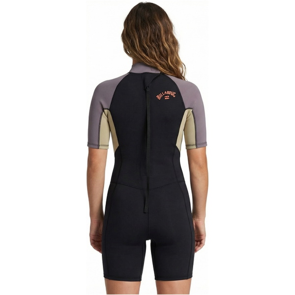 2026 Billabong Womens Synergy 2mm Back Zip Shorty Wetsuit ABJW500116 - Grey Violet